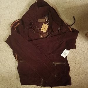 Girls Buffalo brown courdory full zip hooded jacke